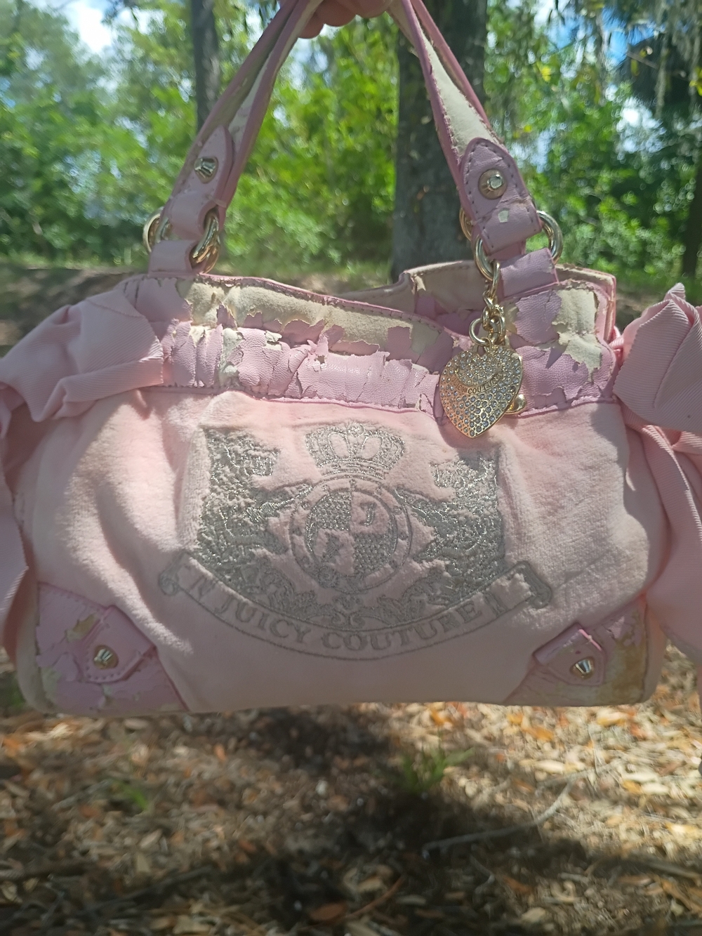Juicy Couture Pink Heart Charm Shoulder Bag